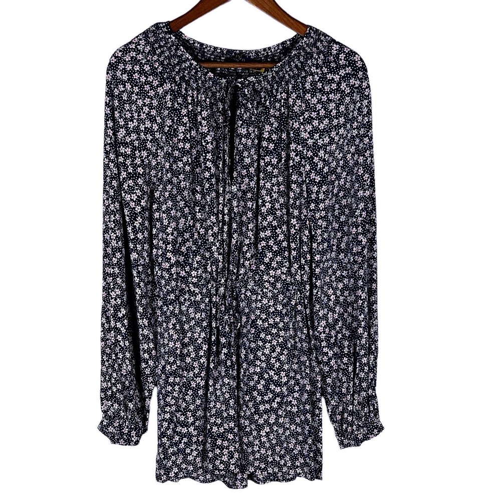 Polo Ralph Lauren Floral Long Sleeve Romper Navy Blue Pink Boho Smocked Waist - Picture 5 of 16